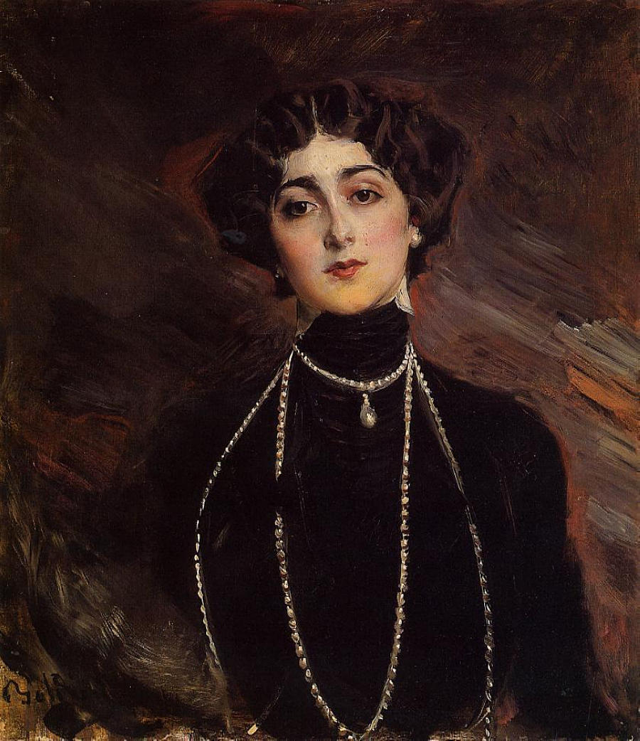 Portrait of Lina Cavalieri (1901) - Giovanni Boldini Tablo