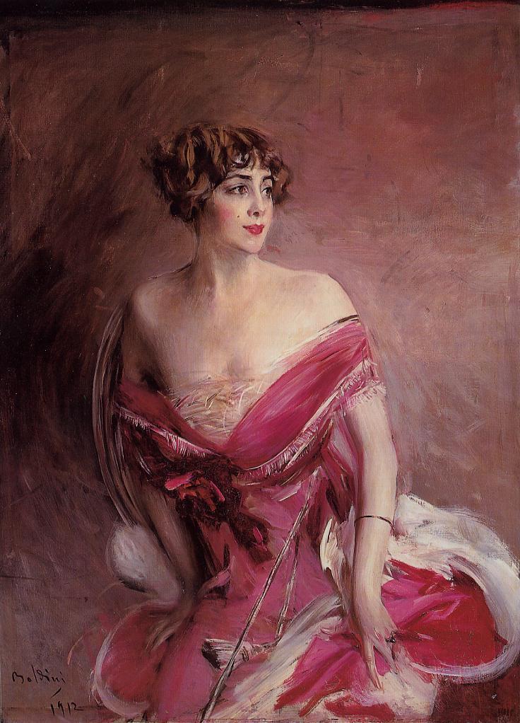 Portrait of Mlle de Gillespie La Dame de Biarritz (1912) - Giovanni Boldini Tablo