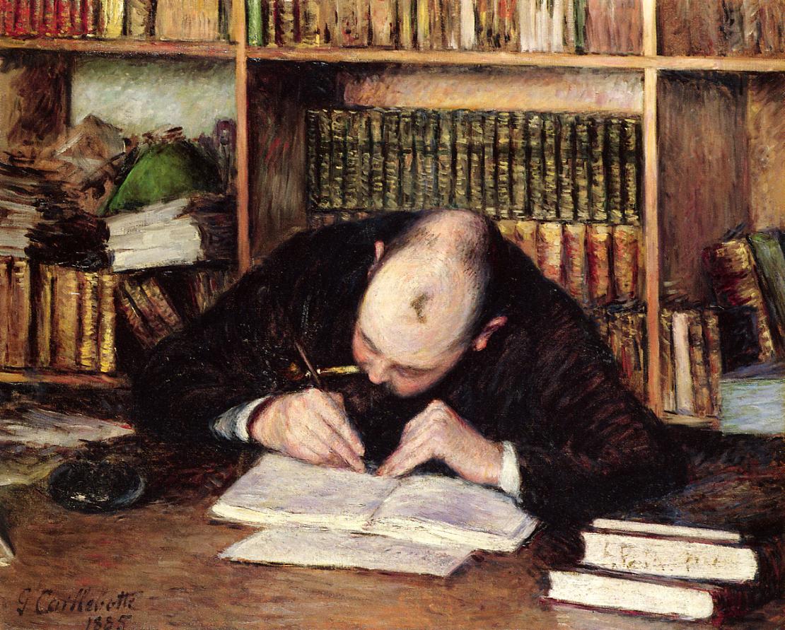 Portrait of a Man Writing in His Study (1885) - Gustave Caillebotte Tablo