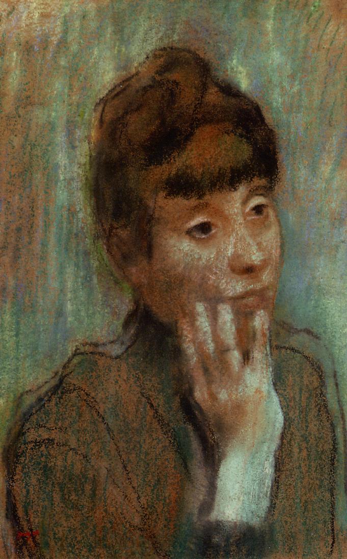 Portrait of a Woman Wearing a Green Blouse (1884) - Edgar Degas Tablo