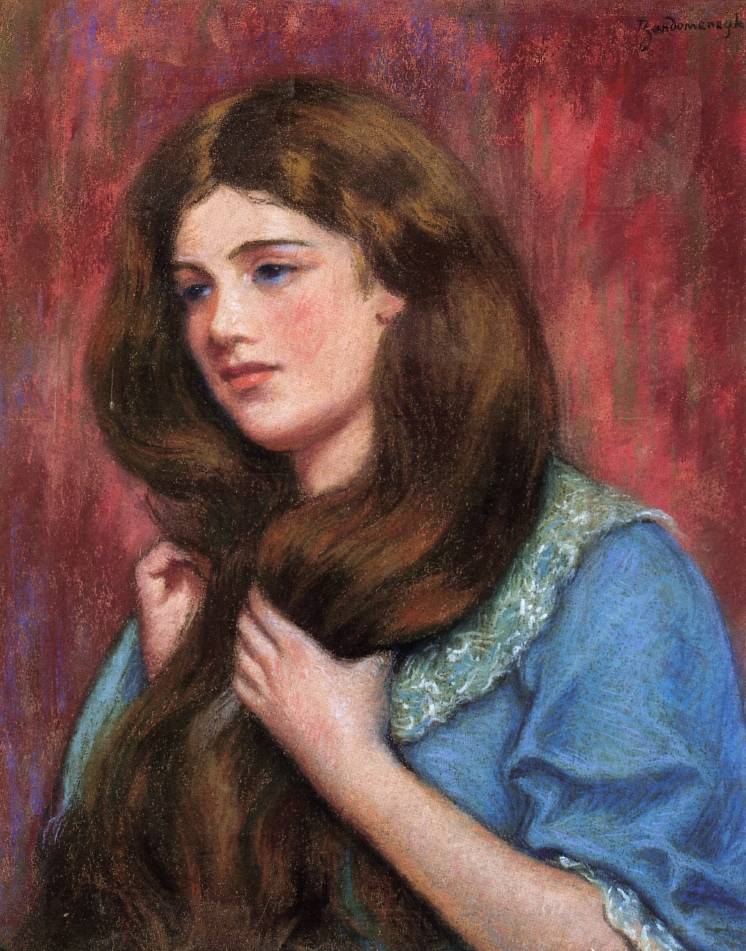 Portrait of a Young Beauty - Federico Zandomeneghi Tablo