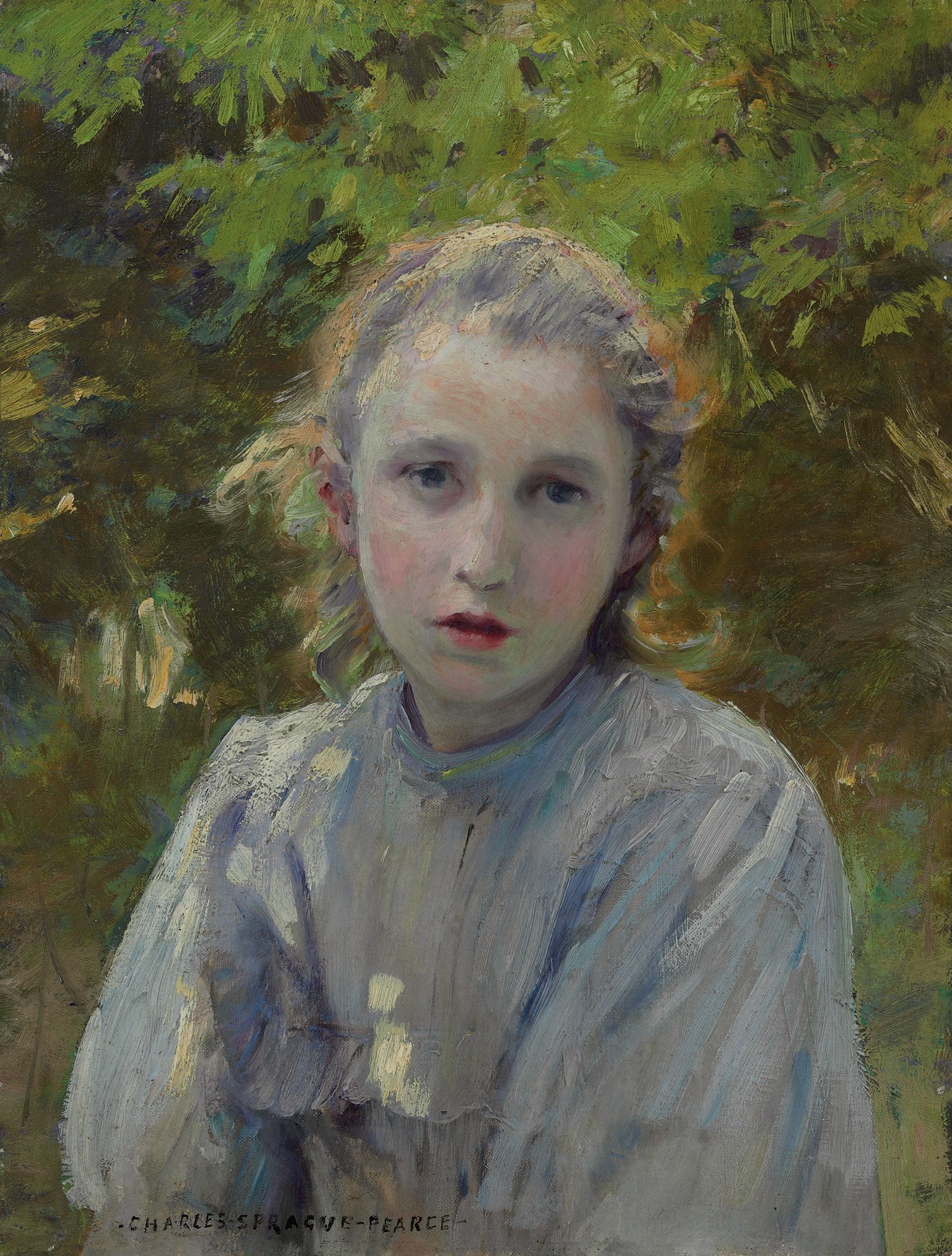 Portrait of a Young Girl - Charles Sprague Pearce Tablo