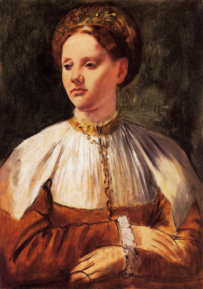 Portrait of a Young Woman (after Bacchiacca) (1858) - Edgar Degas Tablo