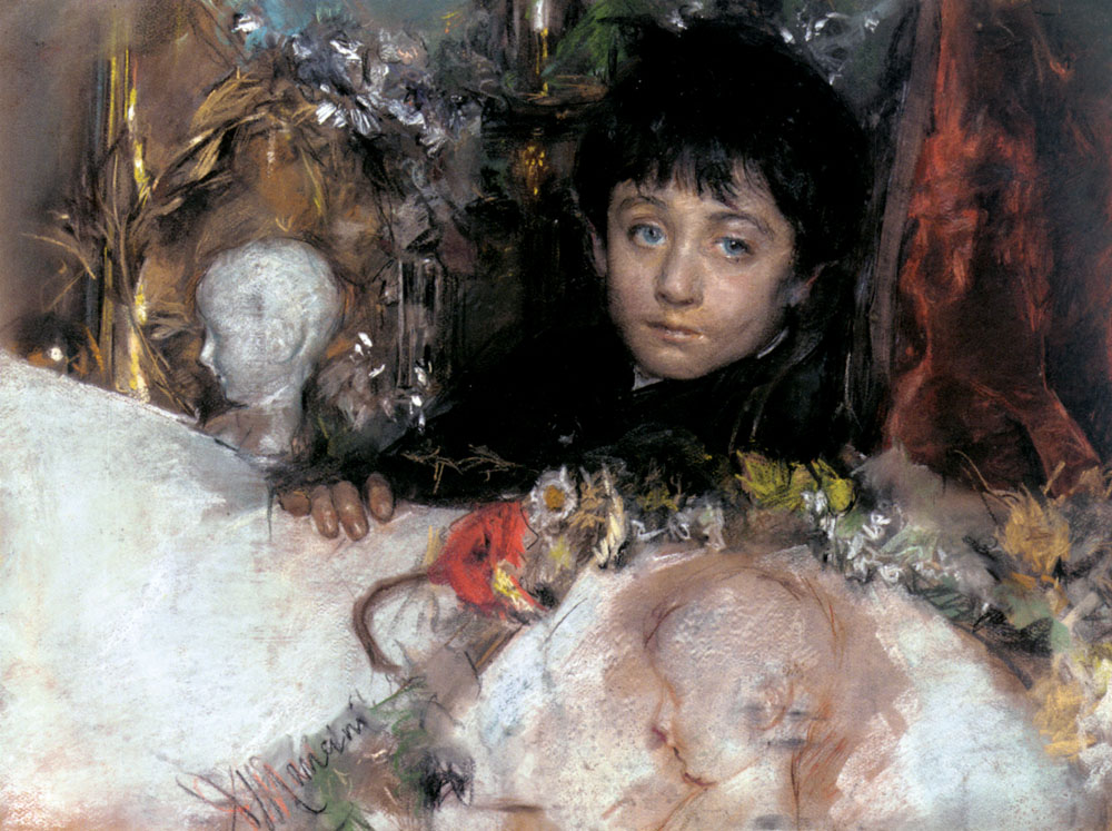Portrait of a young boy (1885) - Antonio Mancini Tablo