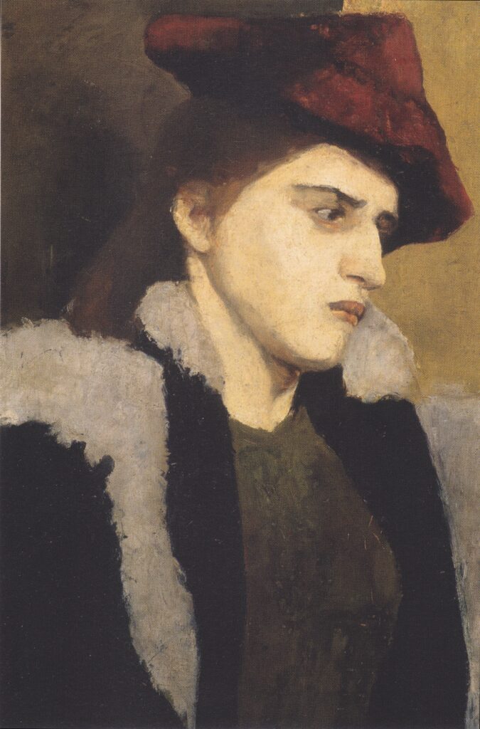 Portrait of a young woman with red hat (1900) - Paula Modersohn-Becker Tablo