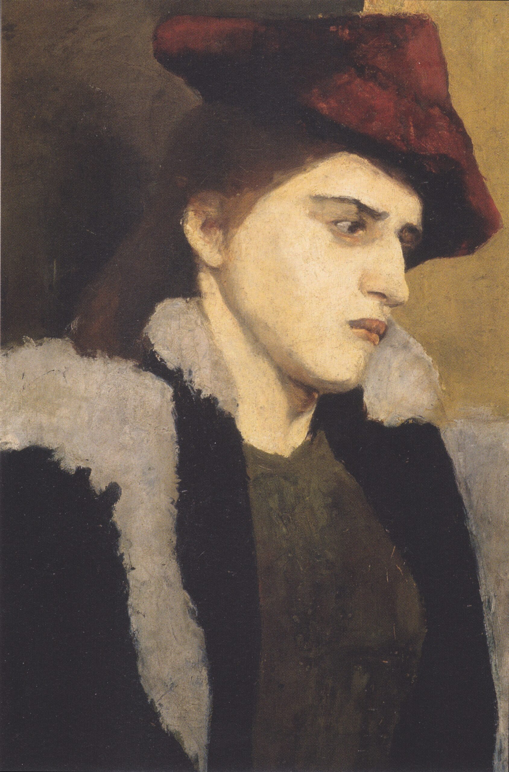 Portrait of a young woman with red hat (1900) - Paula Modersohn-Becker Tablo
