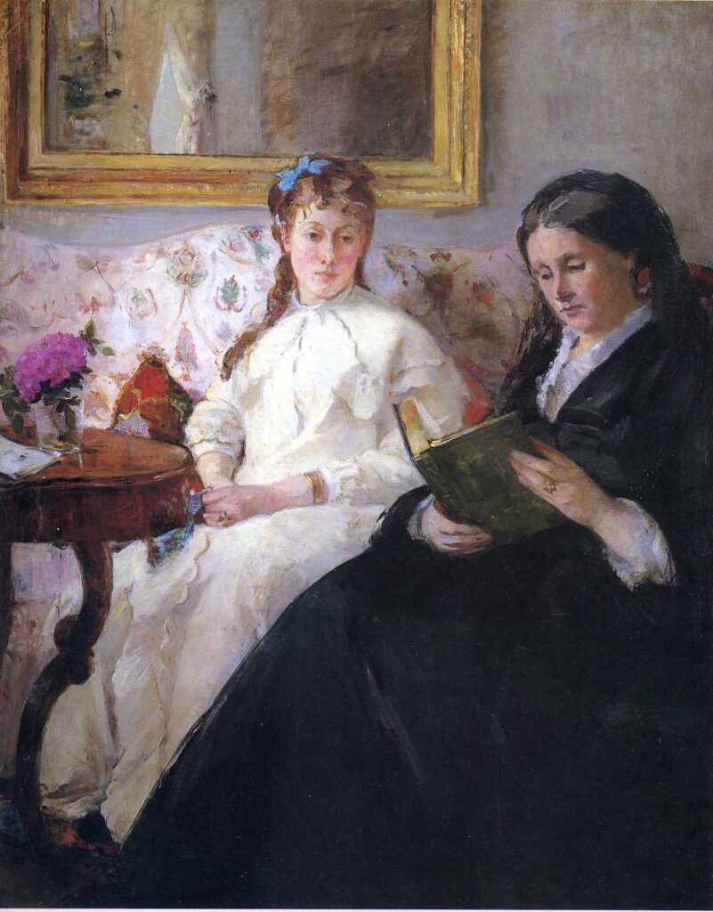 Portrait of the Artist's Mother and Sister (1869) - Berthe Morisot Tablo