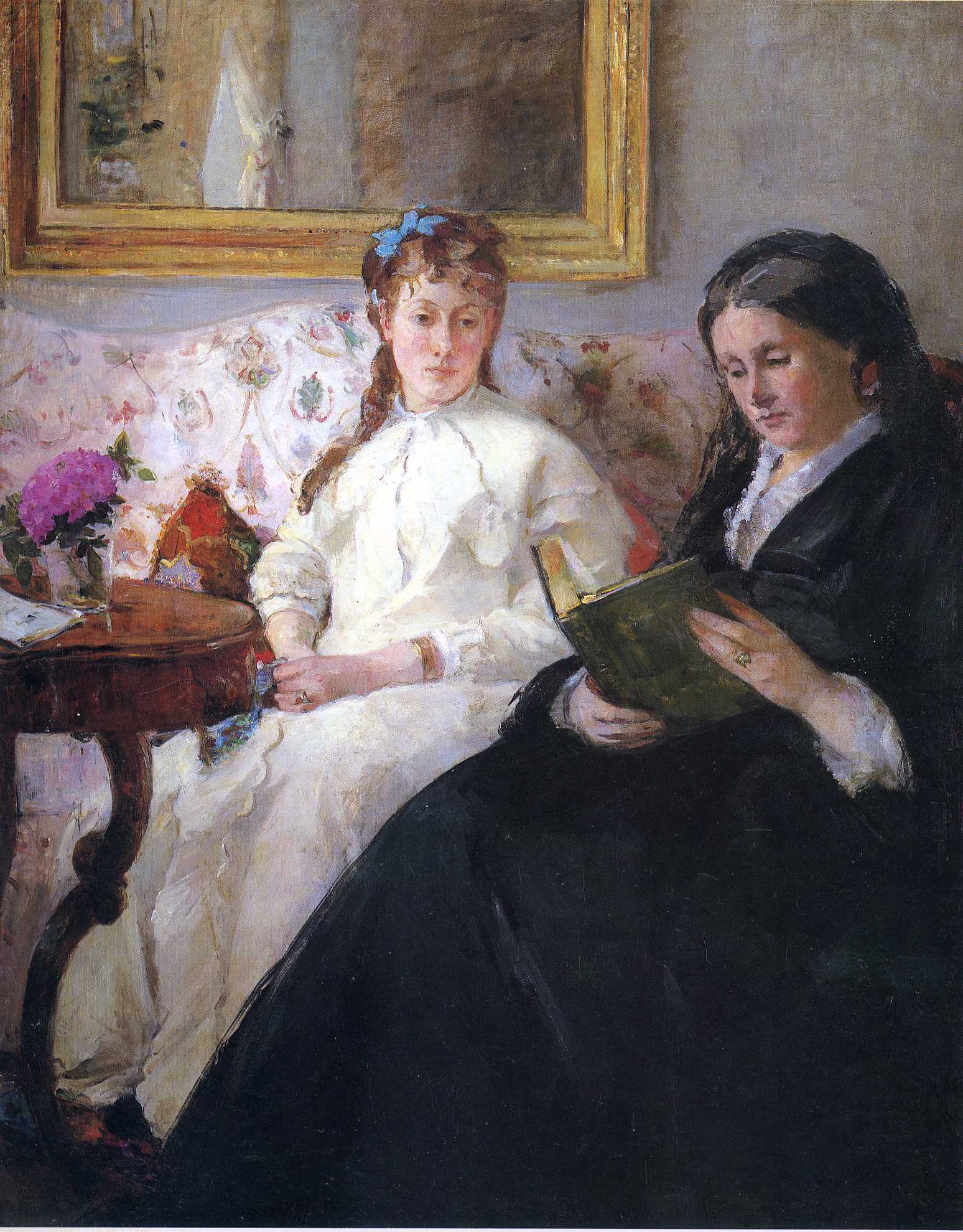 Portrait of the Artist's Mother and Sister (1869) - Berthe Morisot Tablo