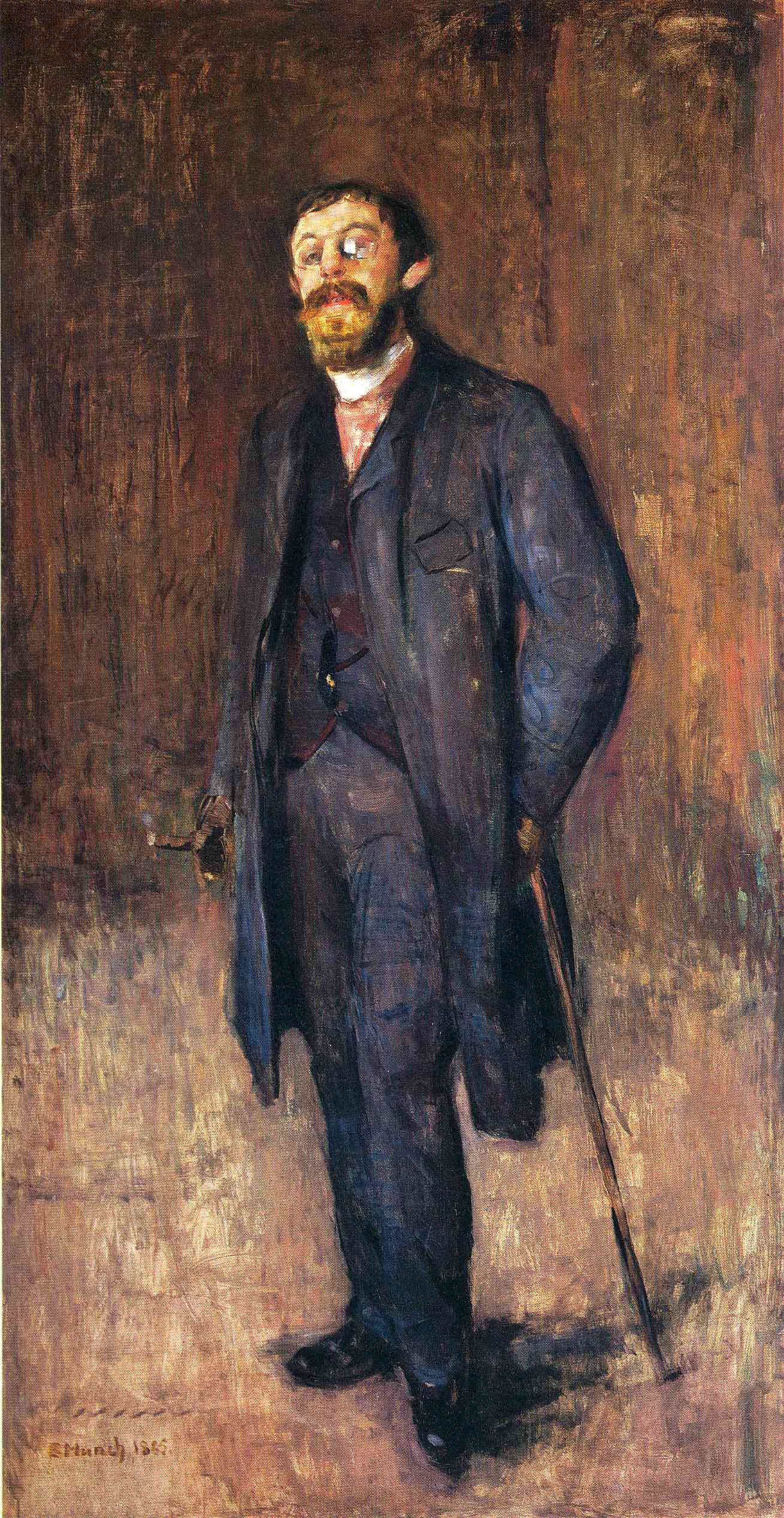 Portrait of the Painter Jensen Hjell (1885) - Edvard Munch Tablo