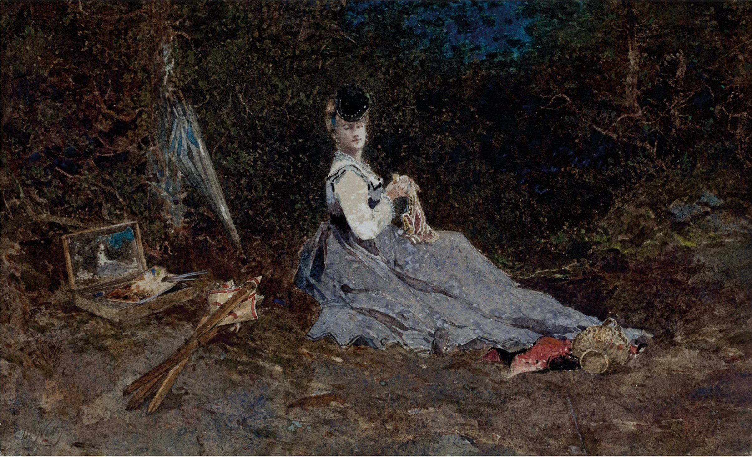 Posing (1869) - Giuseppe De Nittis Tablo