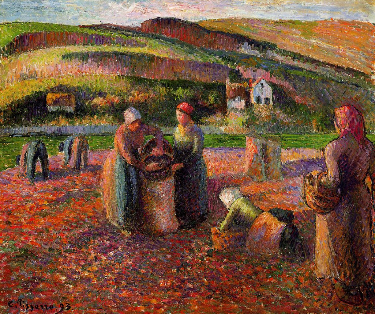 Potato Harvest (1893) - Camille Pissarro Tablo