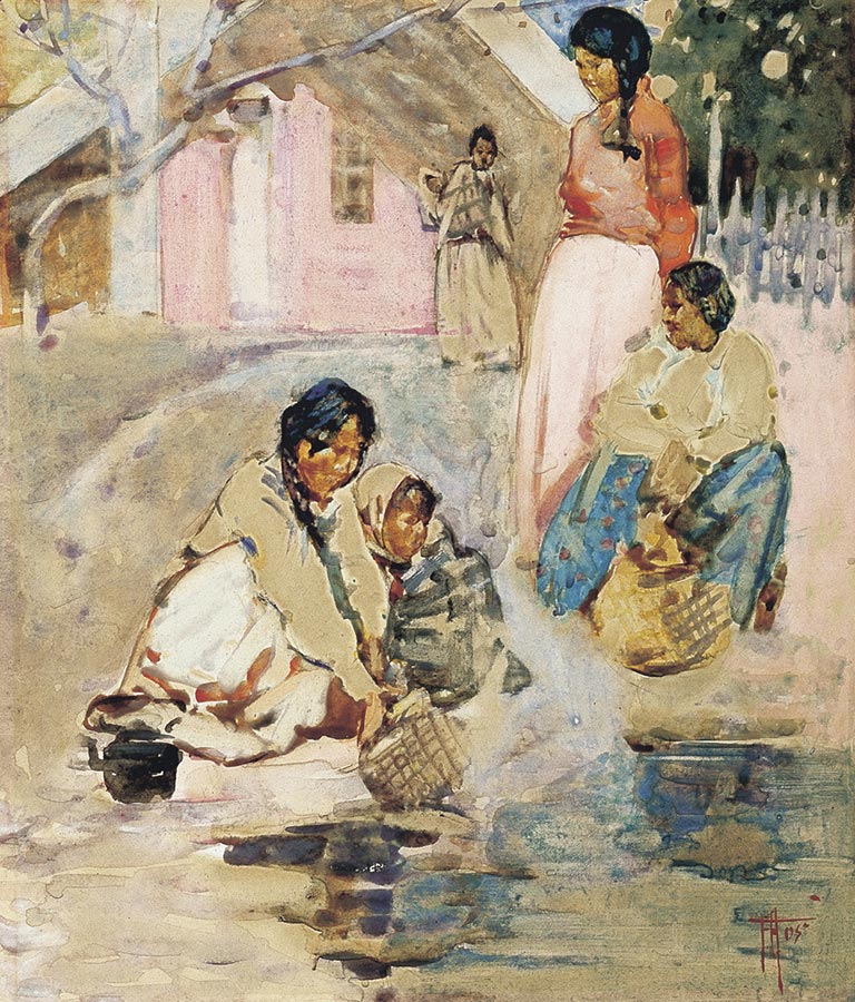 Preparing Food at a Maori Village, Rotorua (1905) - Frances Hodgkins Tablo