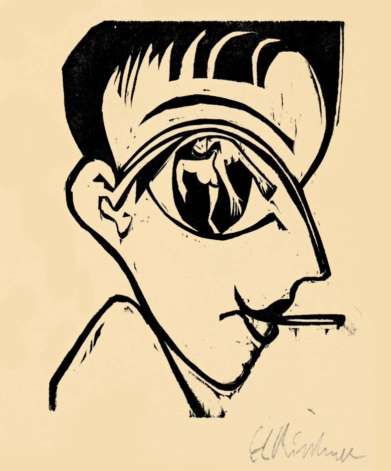 Profile Head (Self Portrait) (1930) - Ernst Ludwig Kirchner Tablo