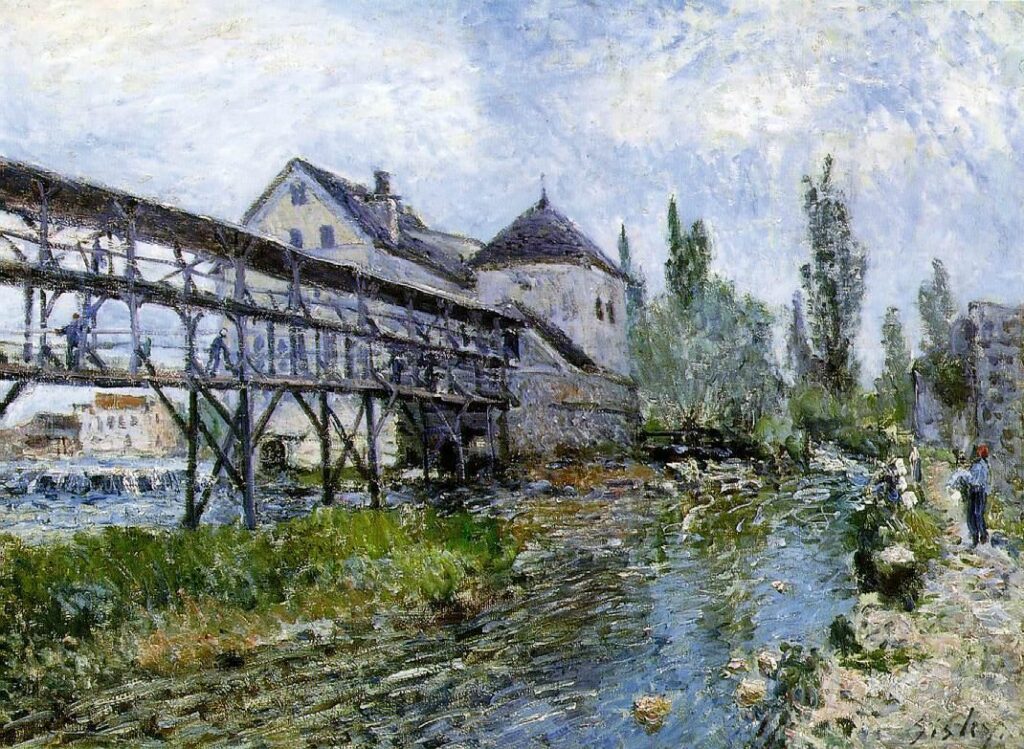 Provencher s Mill at Moret (1883) - Alfred Sisley Tablo