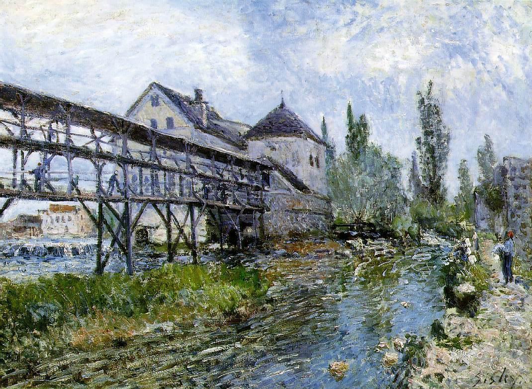 Provencher s Mill at Moret (1883) - Alfred Sisley Tablo