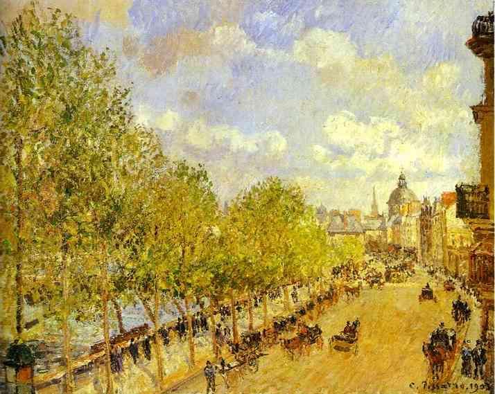 Quai Malaquais in the Afternoon, Sunshine (1903) - Camille Pissarro Tablo