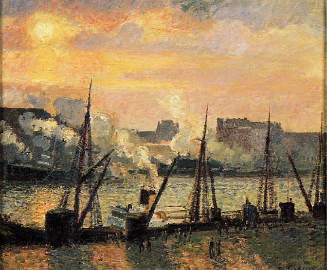Quay in Rouen Sunset (1896) - Camille Pissarro Tablo