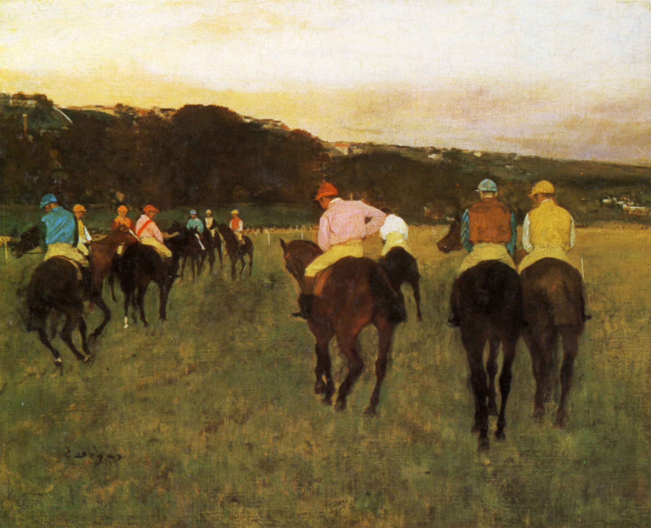 Race Horses at Longchamp (1871) - Edgar Degas Tablo