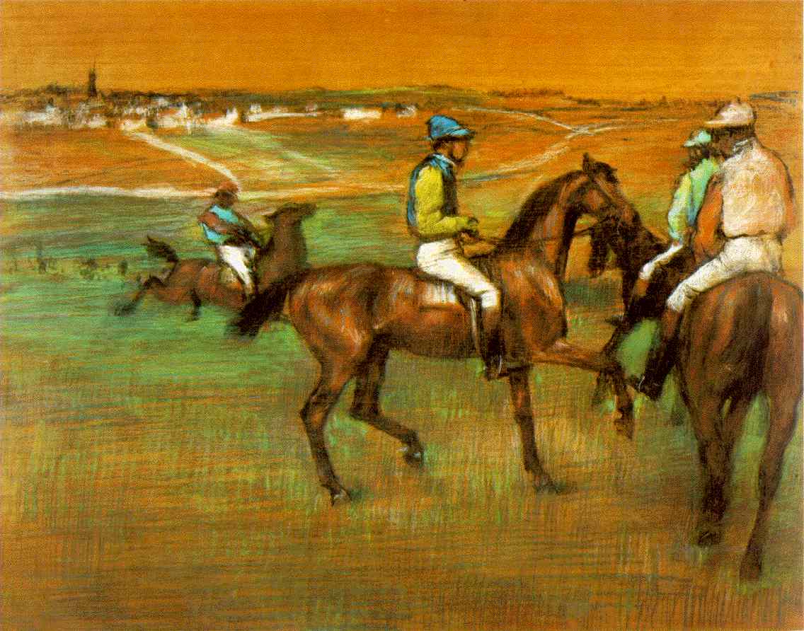 Race horses (1885) - Edgar Degas Tablo