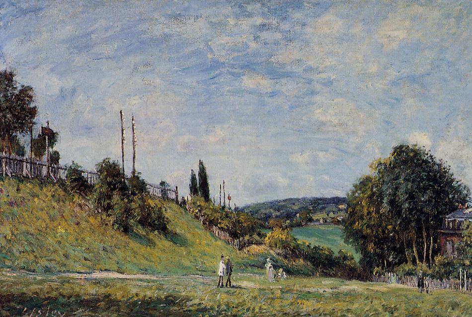 Railroad Embankment at Sevres (1879) - Alfred Sisley Tablo