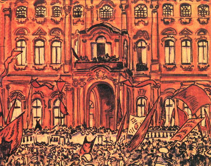 Rally in front of the Palace of Fine Arts (1920) - Mstislav Dobuzhinsky Tablo