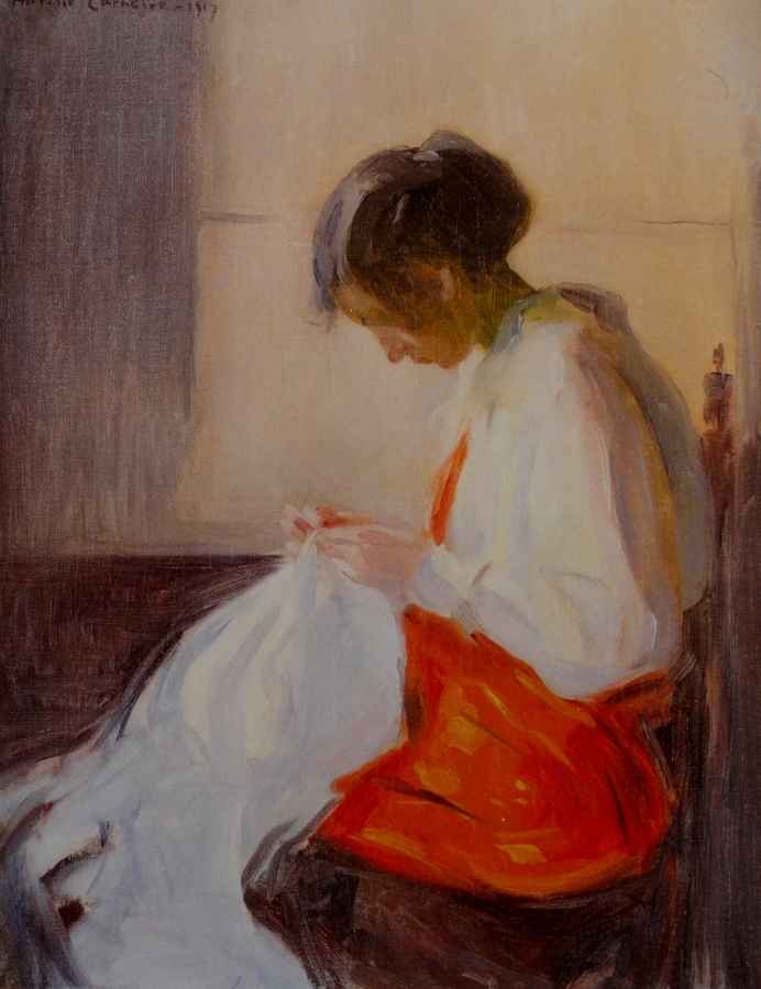 Rapariga Costurando (1917) - António Carneiro Tablo