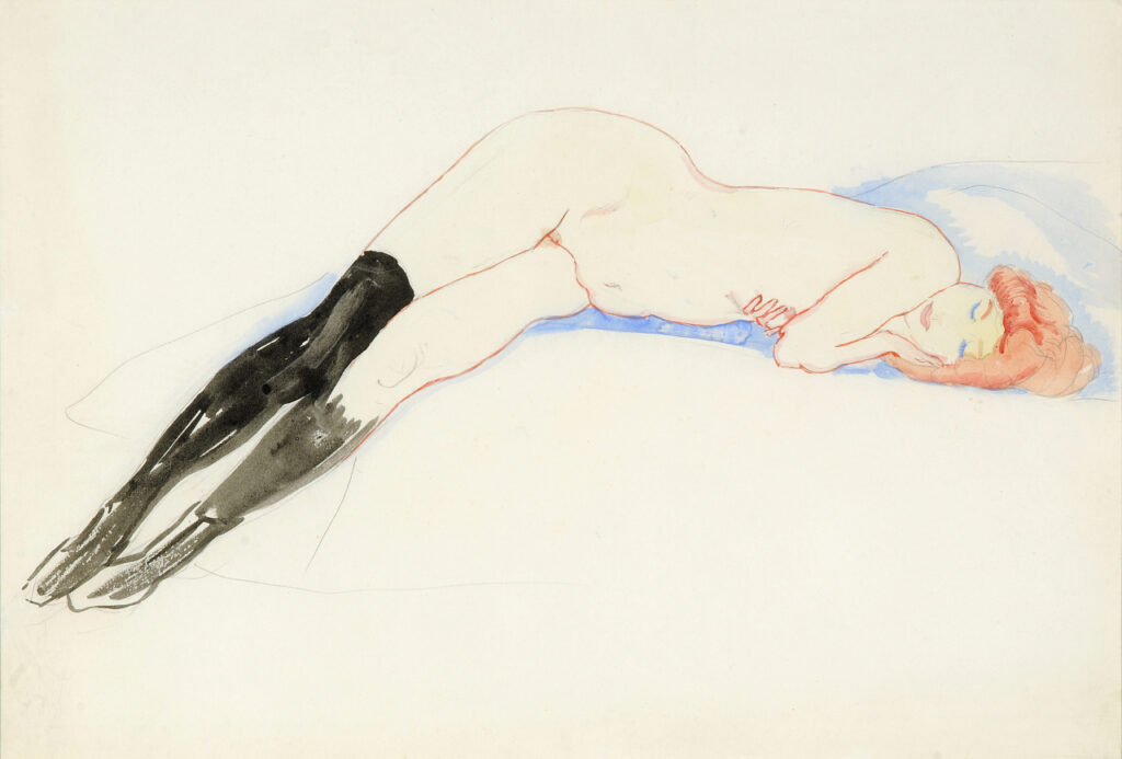 Reclining Nude with Black Stockings (Greet) (1911) - Jan Sluyters Tablo