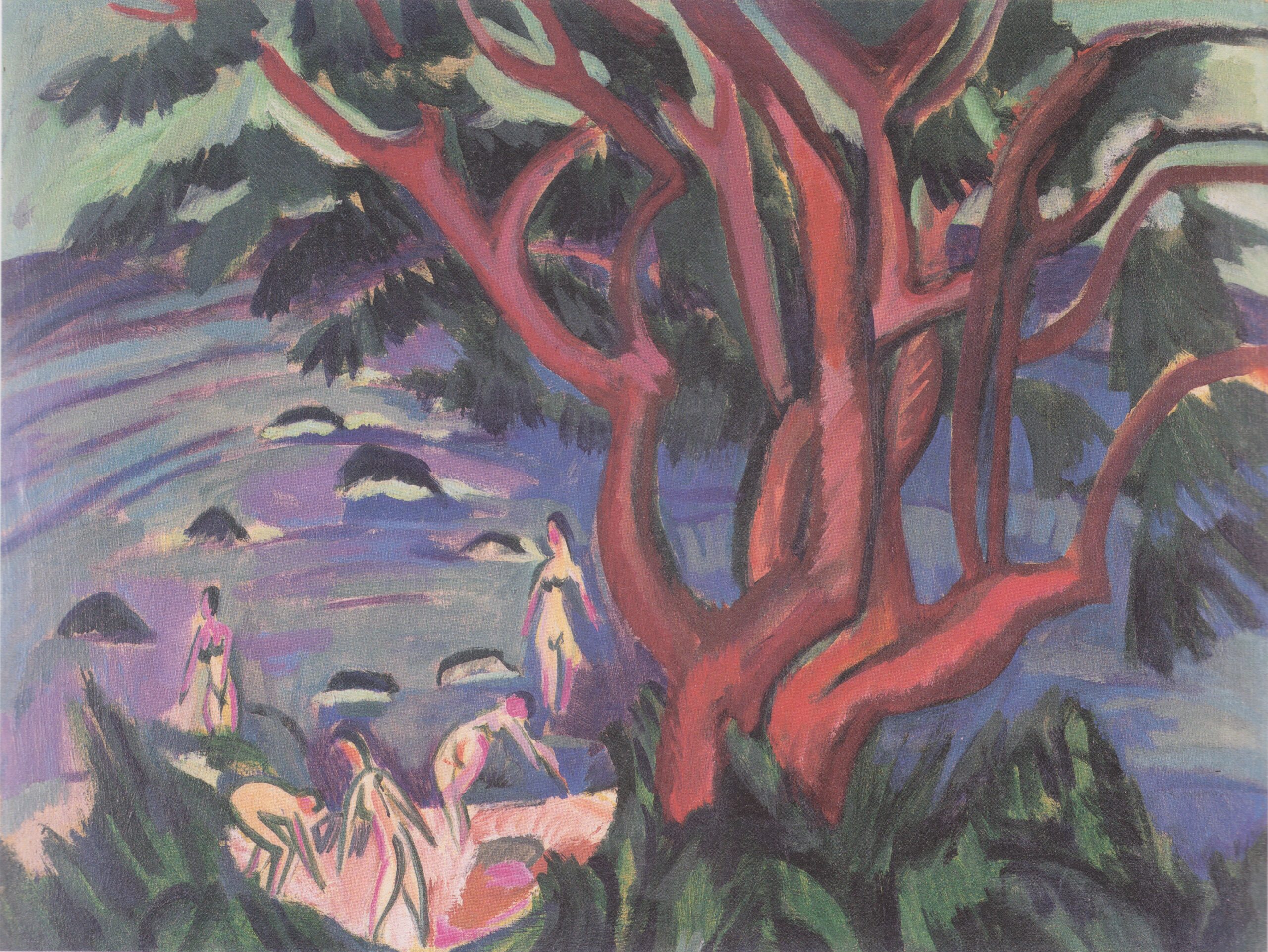 Red Tree on the Beach (1913) - Ernst Ludwig Kirchner Tablo