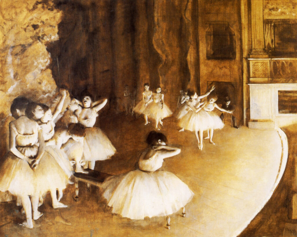 Rehearsal of a ballet on the stage (1874) - Edgar Degas Tablo