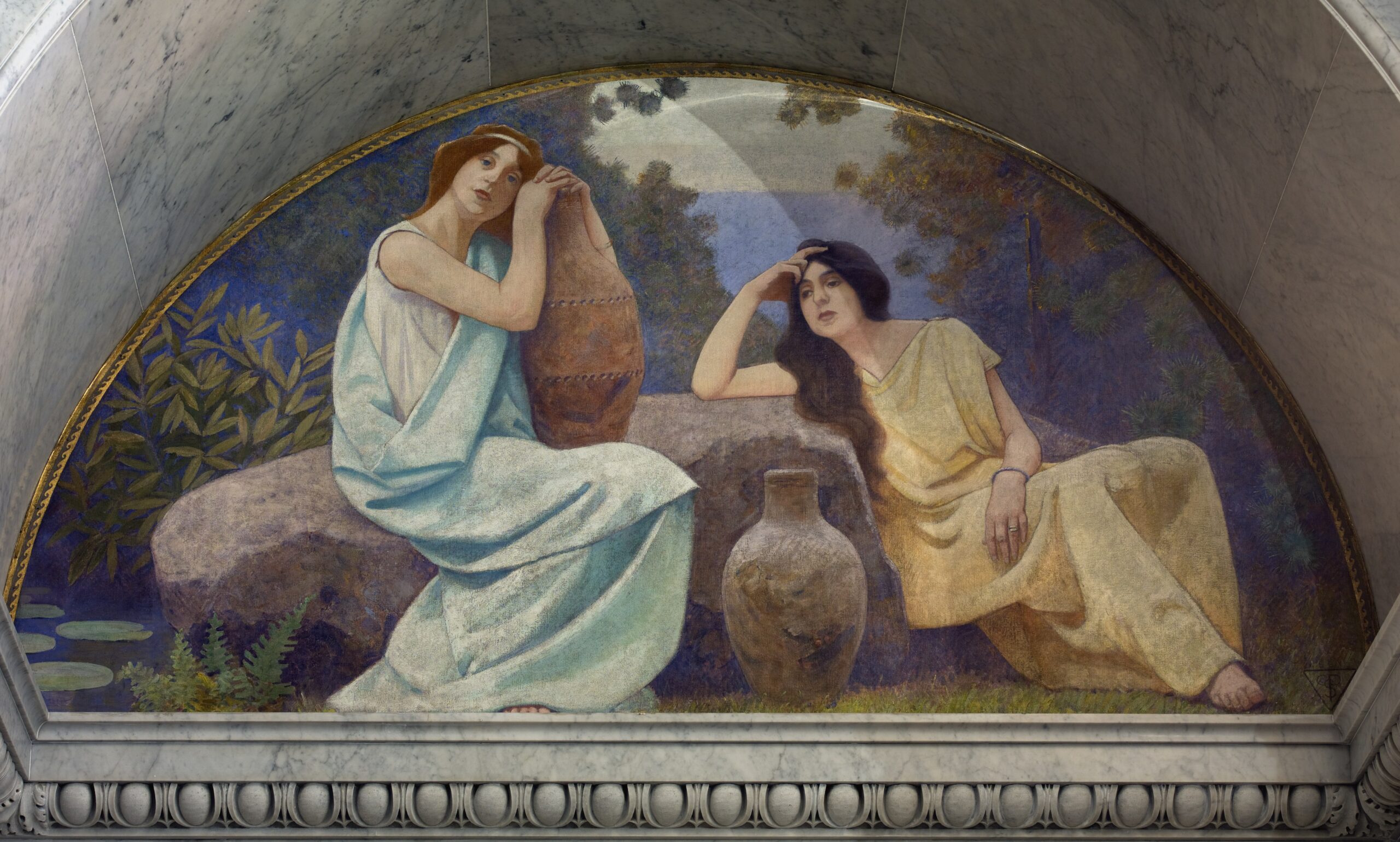 Rest. Mural in Lunette from the Family and Education Series (1896) - Charles Sprague Pearce Tablo