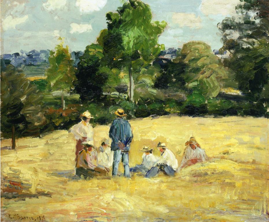 Resting Harvesters, Montfoucault (1875) - Camille Pissarro Tablo
