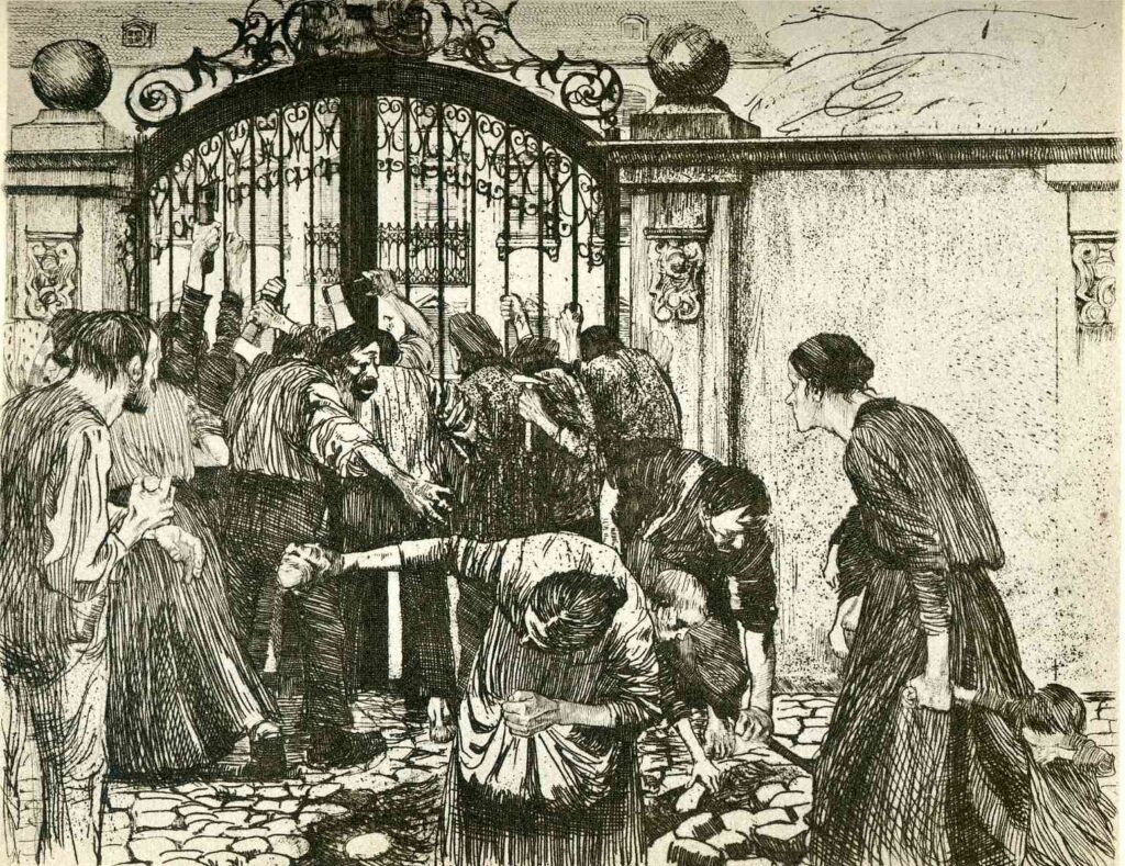 Revolt (By the Gates of a Park) (1897) - Käthe Kollwitz Tablo
