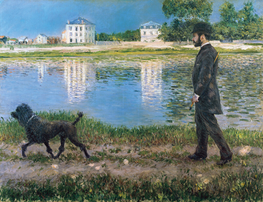 Richard Gallo and His Dog at Petit Gennevilliers (1884) - Gustave Caillebotte Tablo