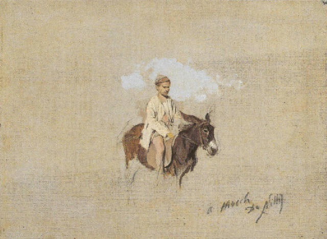 Riding the donkey - Giuseppe De Nittis Tablo