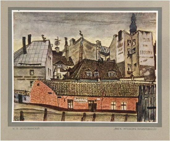 Riga. A nook of the embankment. - Mstislav Dobuzhinsky Tablo