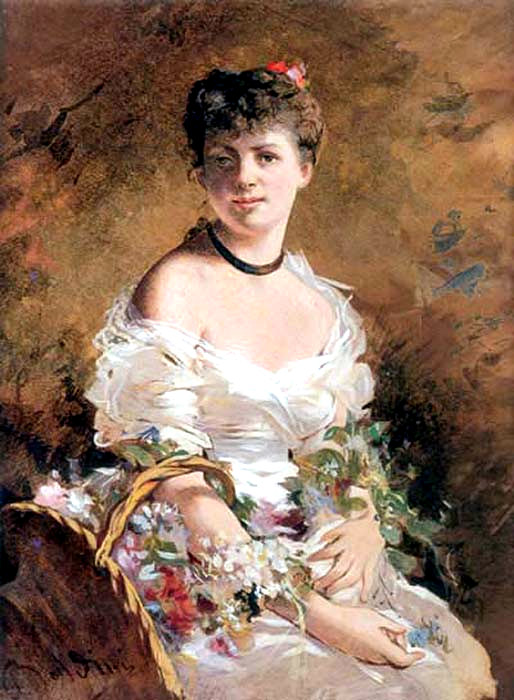 Ritratto di signora con fiori (1870) - Giovanni Boldini Tablo