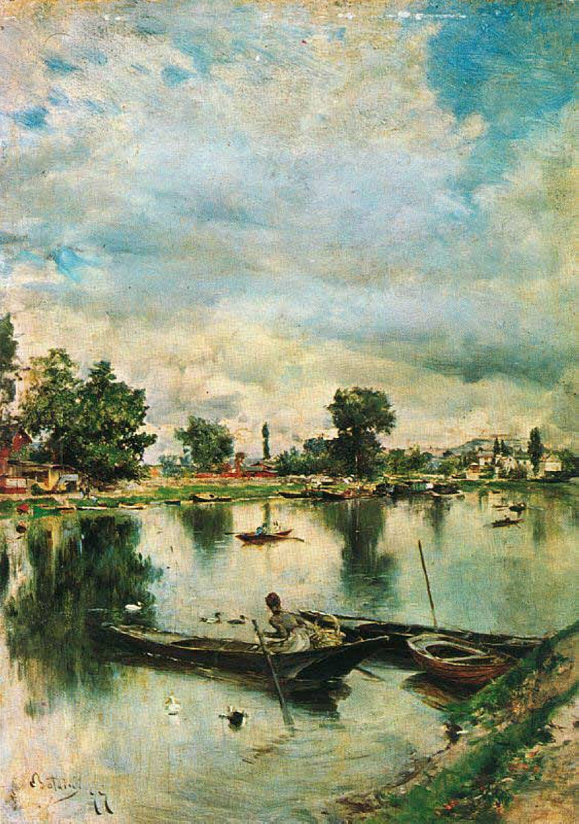 River Landscape (1877) - Giovanni Boldini Tablo