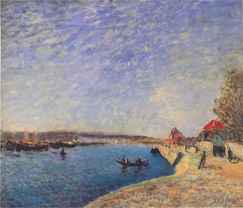 River Loing at Saint Mammes - Alfred Sisley Tablo