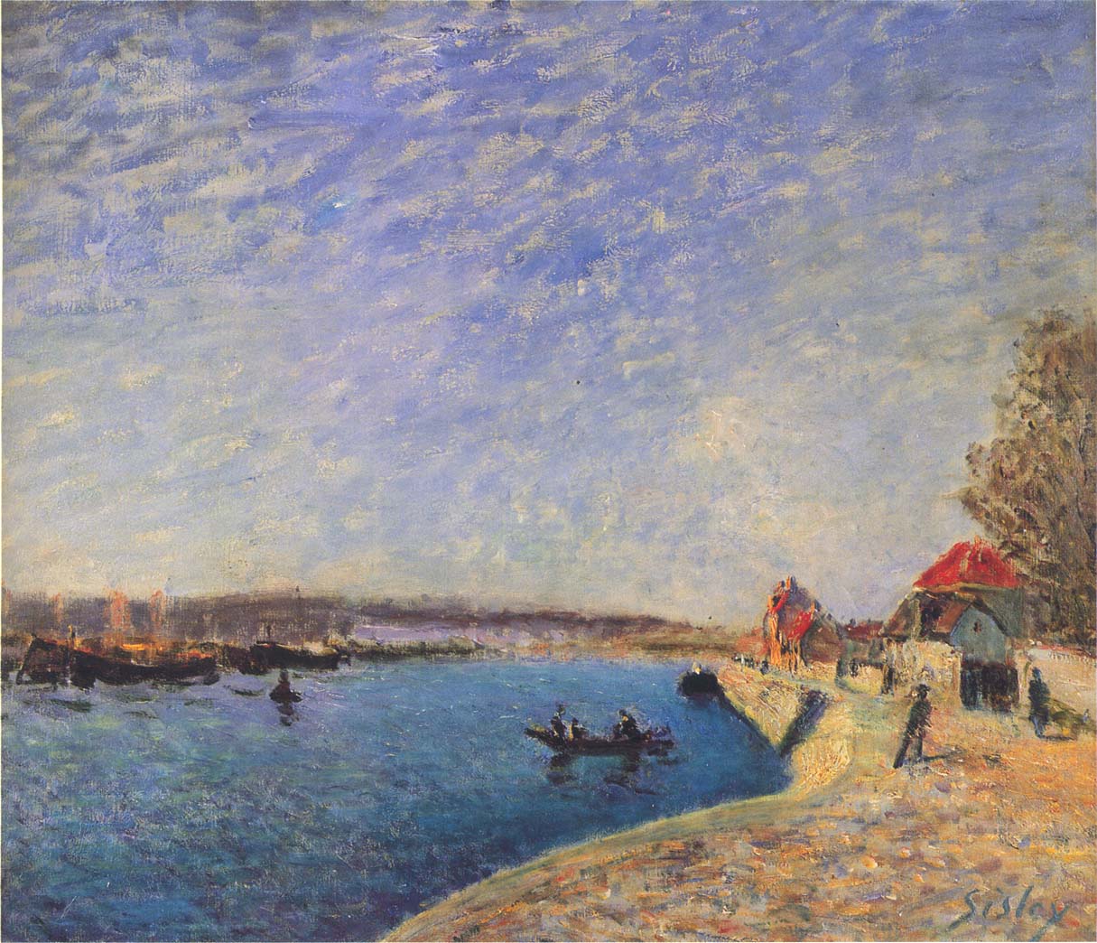 River Loing at Saint Mammes - Alfred Sisley Tablo