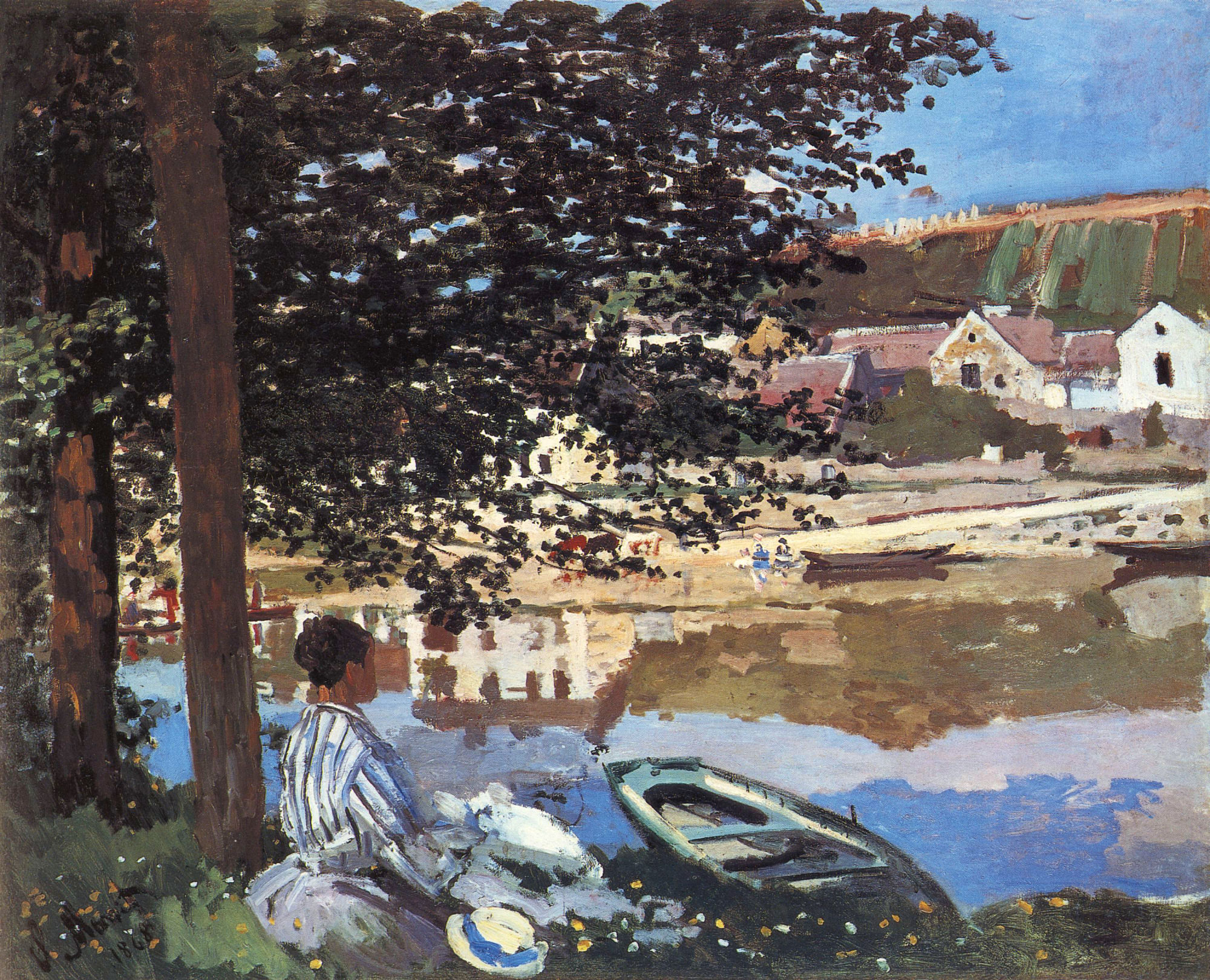 River Scene at Bennecourt (1868) - Claude Monet Tablo