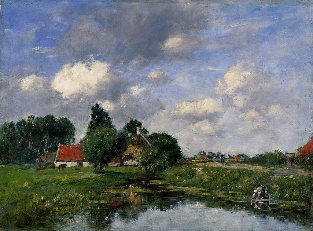River near Dunkirk (1889) – Eugène Boudin Tablo