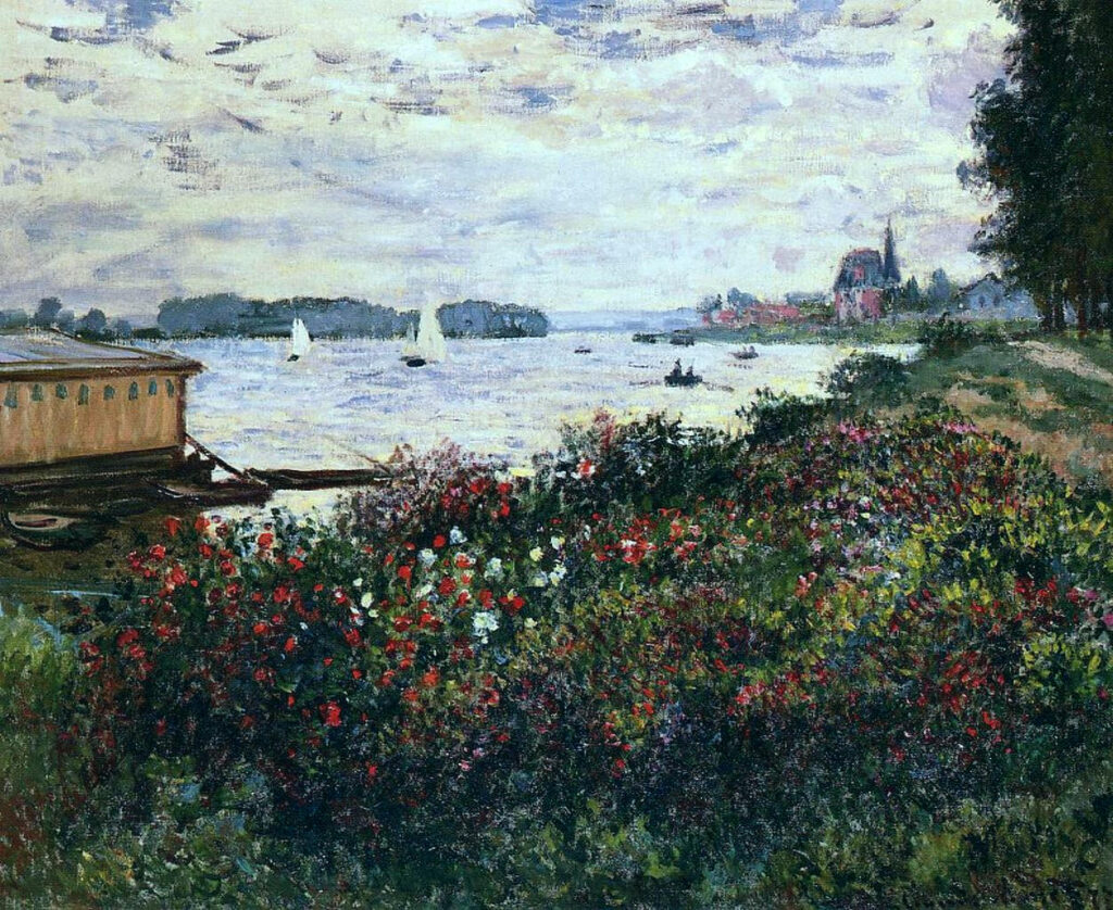 Riverbank at Argenteuil (1877) - Claude Monet Tablo