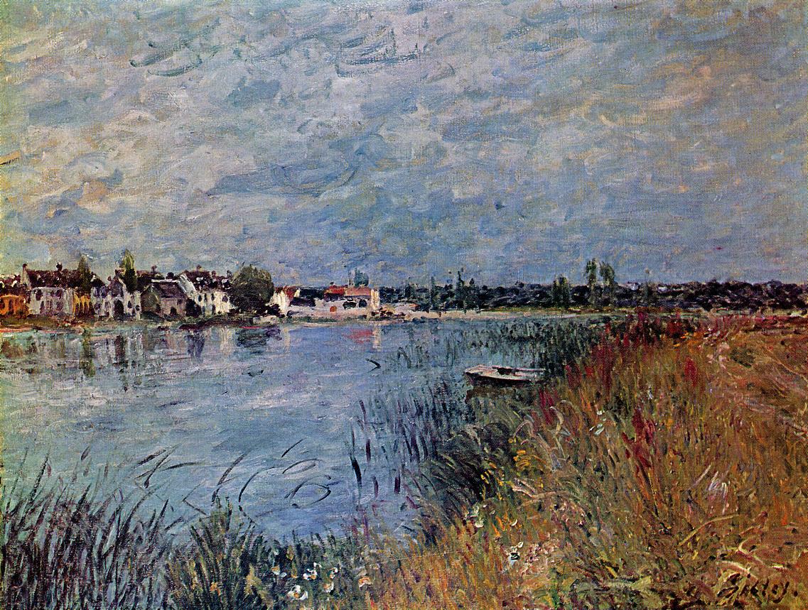 Riverbank at Saint Mammes (1880) - Alfred Sisley Tablo