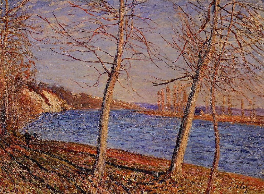 Riverbank at Veneux (1881) - Alfred Sisley Tablo
