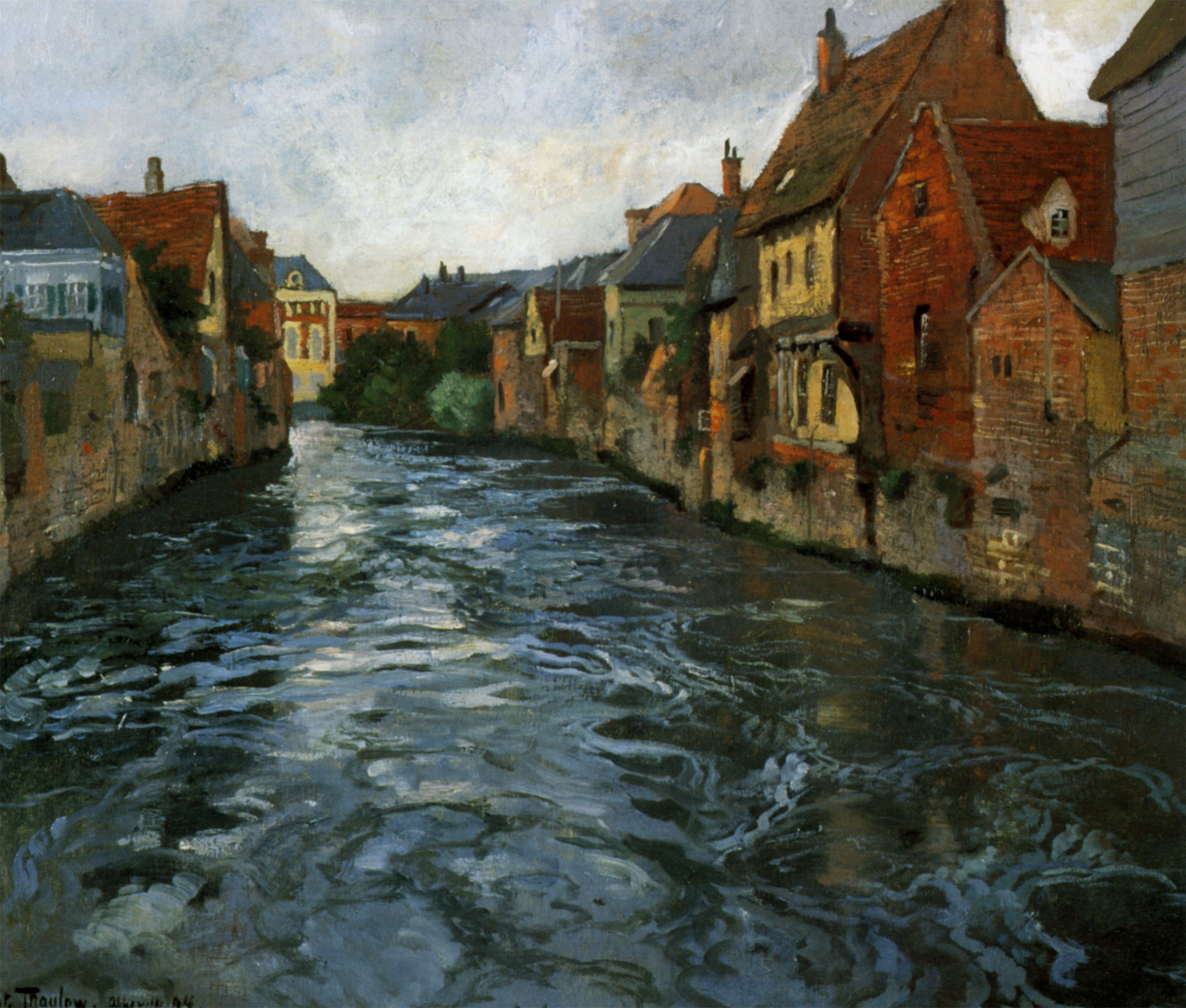 Riverside, View of Abbeville (1894) - Frits Thaulow Tablo