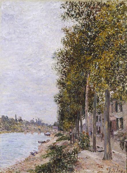 Road Along the Seine at Saint Mammes (1880) - Alfred Sisley Tablo