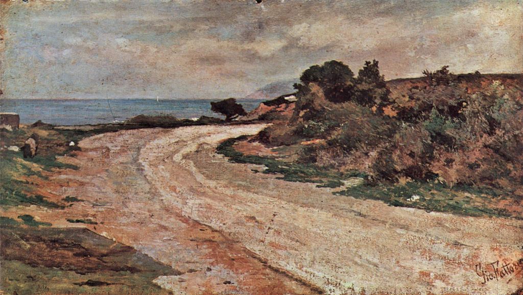 Road on the seashore (1895) - Giovanni Fattori Tablo