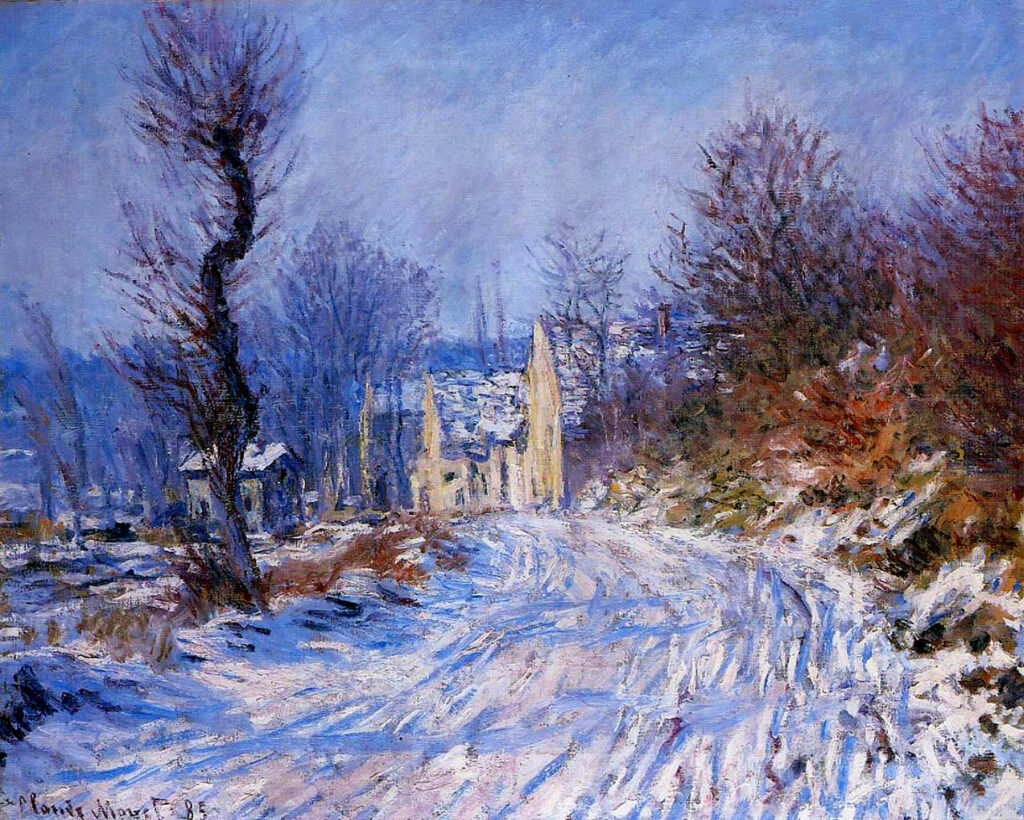 Road to Giverny in Winter (1885) - Claude Monet Tablo