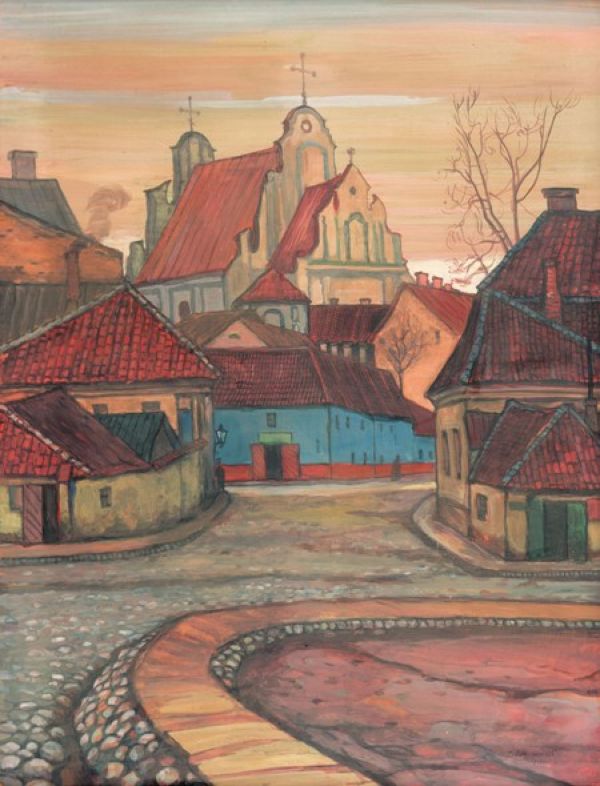 Roadway in Vilnius (1910) - Mstislav Dobuzhinsky Tablo
