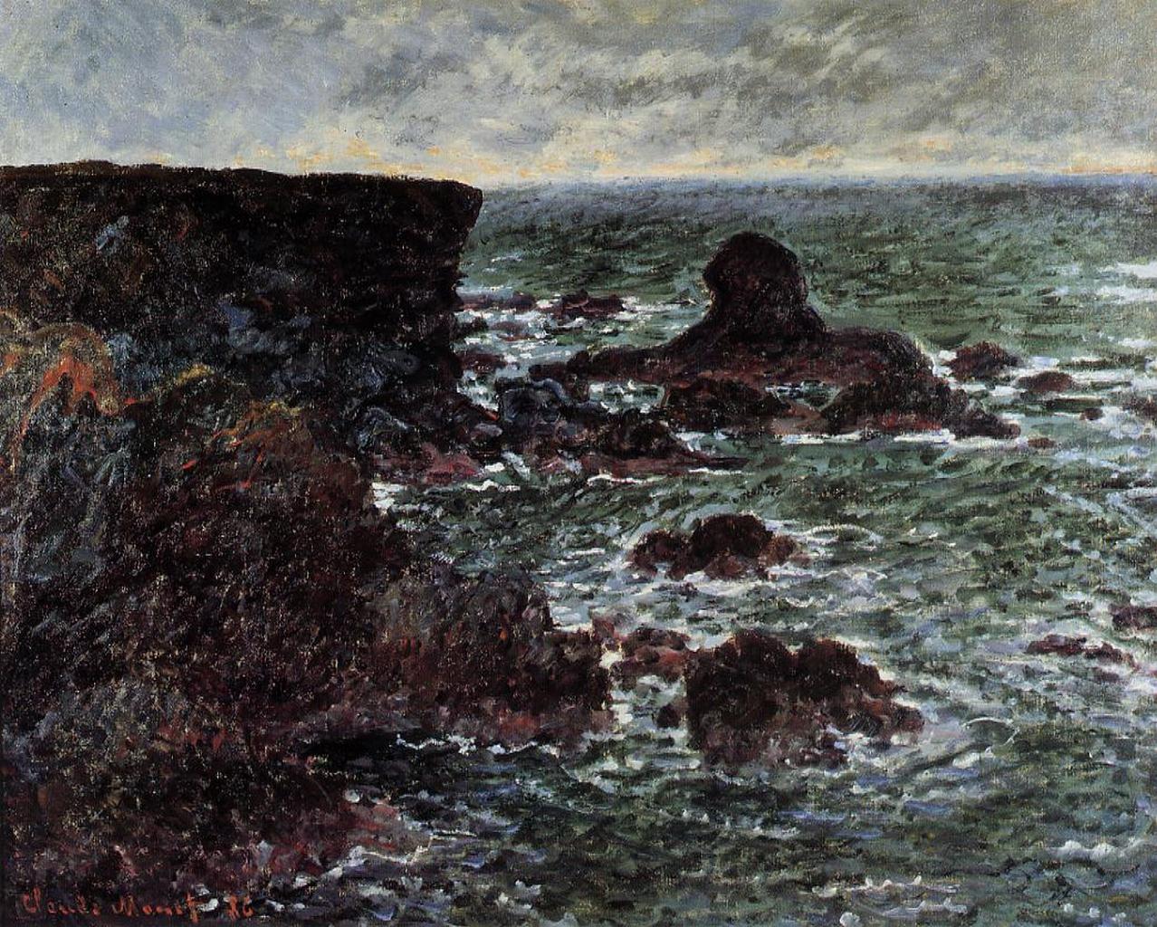 Rocky Coast and the Lion Rock, Belle Ile (1886) - Claude Monet Tablo